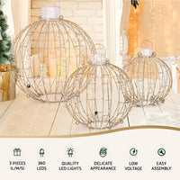 3 PCS Christmas Lights 360 LED Fairy Light Ball Decorations Jingle Jollys