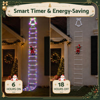 Jingle Jollys 3.5M Christmas Lights 300 LED Ladder Light with Santa Claus Decor
