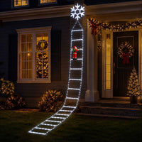 Jingle Jollys Christmas Ladder Lights Santa 3.4m 328LED Hanging Decor Cool White