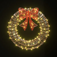 0.6M Christmas Lights 160 LED Motif Solar Wreath Xmas Decorations Jingle Jollys