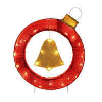 Jingle Jollys Christmas Lights 60cm Motif 30 LED Bell Wreath Xmas Decorations