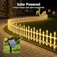 Jingle Jollys 3m Solar Christmas Fence Lights Outdoor Garden Path Decor Warm White 8pc