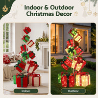 Jingle Jollys Christmas Decorations Lighted Gift Box Tower Christmas Lights Stackable 170cm