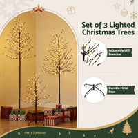 Jingle Jollys 3 Pack LED Christmas Tree Lighted Birch Tree Indoor Outdoor Xmas Decor Warm White