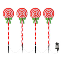 4 PCS Christmas Lights Path Ground Light Garden Decorations 68 LED Jingle Jollys