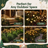 Jingle Jollys Christmas Lights Solar Firefly Lights Garden Decoration Path Lights Warm White 3 Pack