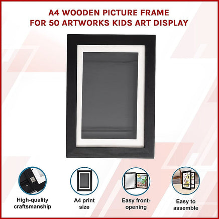A4 Wooden Picture Frame For 50 Artworks Kids Art Display Home & Garden Kings Warehouse 