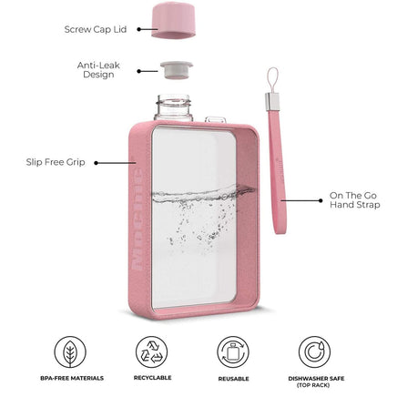 A5 Flat Water Bottle Portable Travel Mug BPA Free Water Bottle (Grey) Home & Garden Kings Warehouse 
