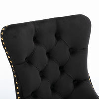 AADEN 2x Velvet Dining Chairs with Golden Metal Legs-Black Kings Warehouse 