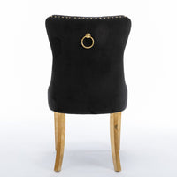 AADEN 2x Velvet Dining Chairs with Golden Metal Legs-Black Kings Warehouse 