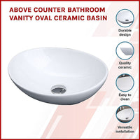 Above Counter Bathroom Vanity Oval Ceramic Basin Kings Warehouse 