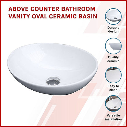 Above Counter Bathroom Vanity Oval Ceramic Basin Kings Warehouse 
