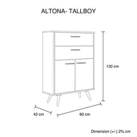 Acacia 4 Drawers Tallboy Storage Cabinet Wood Furniture Kings Warehouse 