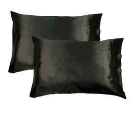 Accessorize 300TC Deluxe Essentials Satin Standard Pillowcases Black Home & Garden Kings Warehouse 