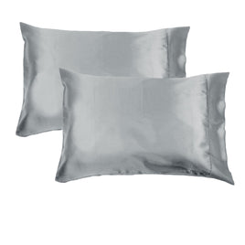 Accessorize 300TC Deluxe Essentials Satin Standard Pillowcases Silver Home & Garden Kings Warehouse 