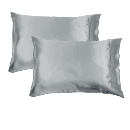Accessorize 300TC Deluxe Essentials Satin Standard Pillowcases Silver Home & Garden Kings Warehouse 
