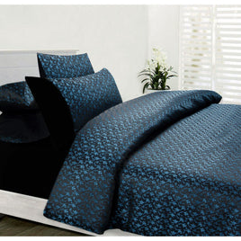 Accessorize Bouquet Blue Jacquard Quilt Cover Set Double Home & Garden Kings Warehouse 
