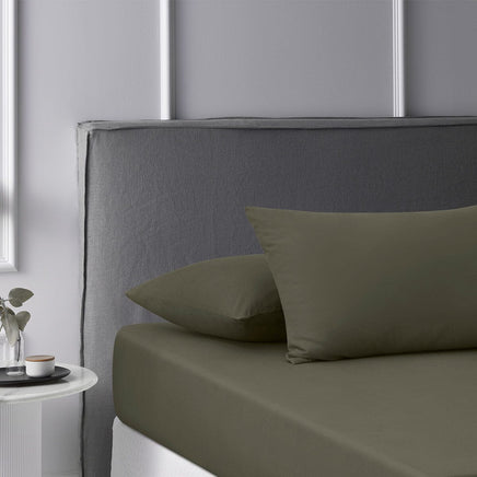 Accessorize Caramel Washed Cotton Fitted Sheet Set Double Home & Garden Kings Warehouse 