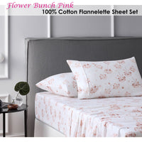 Accessorize Cotton Flannelette Sheet Set Flower Bunch Pink King Home & Garden Kings Warehouse 