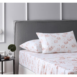 Accessorize Cotton Flannelette Sheet Set Flower Bunch Pink King Home & Garden Kings Warehouse 