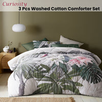 Accessorize Curiosity Washed Cotton Printed 3 Piece Comforter Set Queen Home & Garden Kings Warehouse 