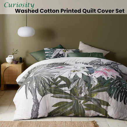 Accessorize Curiosity Washed Cotton Printed Quilt Cover Set Queen Home & Garden Kings Warehouse 