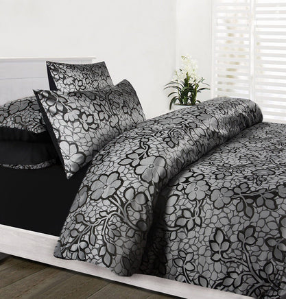 Accessorize EMMA Quilt Cover Set Black Double Home & Garden Kings Warehouse 