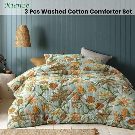 Accessorize Kienze Washed Cotton Printed 3 Piece Comforter Set Queen Home & Garden Kings Warehouse 