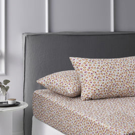 Accessorize Lisa Green Washed Cotton Printed Fitted Sheet Set Single Home & Garden Kings Warehouse 