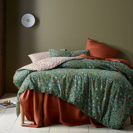 Accessorize Lisa Green Washed Cotton Printed Quilt Cover Set Queen Home & Garden Kings Warehouse 