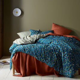 Accessorize Lisa Teal Washed Cotton Printed Quilt Cover Set Queen Home & Garden Kings Warehouse 