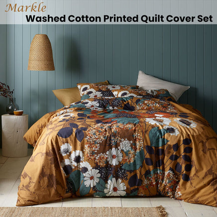 Accessorize Markle Washed Cotton Printed Quilt Cover Set King Home & Garden Kings Warehouse 