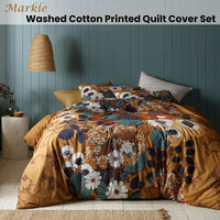 Accessorize Markle Washed Cotton Printed Quilt Cover Set Queen Home & Garden Kings Warehouse 