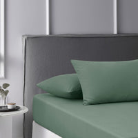 Accessorize Olive Washed Cotton Fitted Sheet Set King Home & Garden Kings Warehouse 