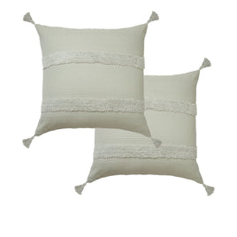 Accessorize Pair of Indra Cotton Tassel European Pillowcases - Grey Home & Garden Kings Warehouse 