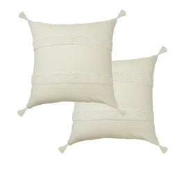 Accessorize Pair of Indra Cotton Tassel European Pillowcases - Off White Home & Garden Kings Warehouse 