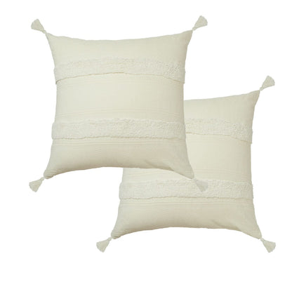 Accessorize Pair of Indra Cotton Tassel European Pillowcases - Off White Home & Garden Kings Warehouse 