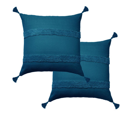 Accessorize Pair of Indra Cotton Tassel European Pillowcases - Teal Home & Garden Kings Warehouse 