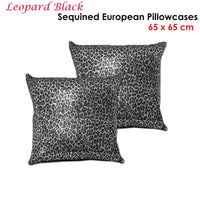 Accessorize Pair of Leopard Black Sequined European Pillowcases Home & Garden Kings Warehouse 
