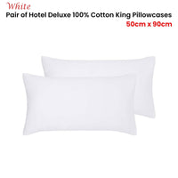 Accessorize Pair of White Hotel Deluxe Cotton King Pillowcases 50cm x 90cm Home & Garden Kings Warehouse 