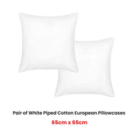 Accessorize Pair of White Piped Hotel Deluxe Cotton European Pillowcases Home & Garden Kings Warehouse 