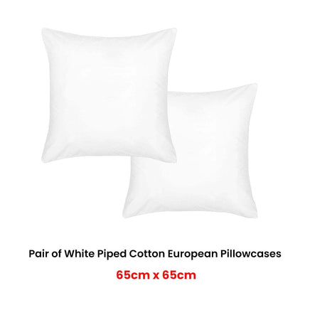 Accessorize Pair of White Piped Hotel Deluxe Cotton European Pillowcases Home & Garden Kings Warehouse 