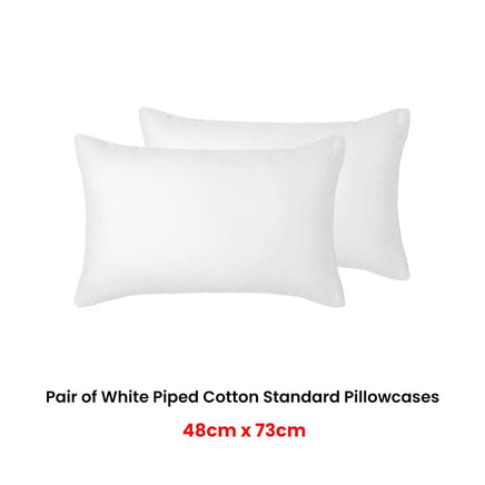 Accessorize Pair of White Piped Hotel Deluxe Cotton Standard Pillowcases Home & Garden Kings Warehouse 