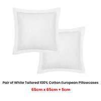 Accessorize Pair of White Tailored Hotel Deluxe Cotton European Pillowcases Home & Garden Kings Warehouse 