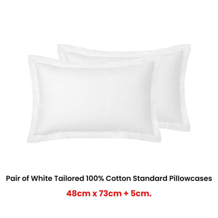 Accessorize Pair of White Tailored Hotel Deluxe Cotton Standard Pillowcases Home & Garden Kings Warehouse 