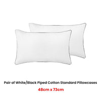 Accessorize Pair of White/Black Piped Hotel Deluxe Cotton Standard Pillowcases Home & Garden Kings Warehouse 
