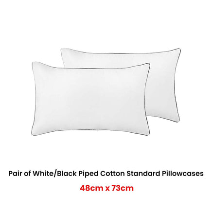 Accessorize Pair of White/Black Piped Hotel Deluxe Cotton Standard Pillowcases Home & Garden Kings Warehouse 