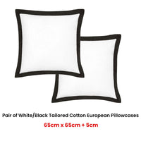 Accessorize Pair of White/Black Tailored Hotel Deluxe Cotton European Pillowcases Home & Garden Kings Warehouse 