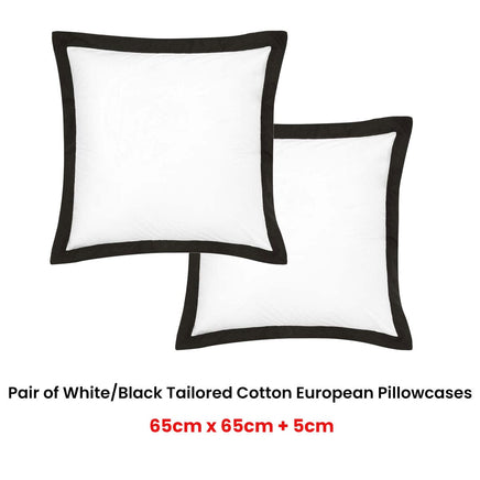 Accessorize Pair of White/Black Tailored Hotel Deluxe Cotton European Pillowcases Home & Garden Kings Warehouse 