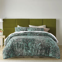 Accessorize Palm Leopard Green Cotton Quilt Cover Set Queen Home & Garden Kings Warehouse 